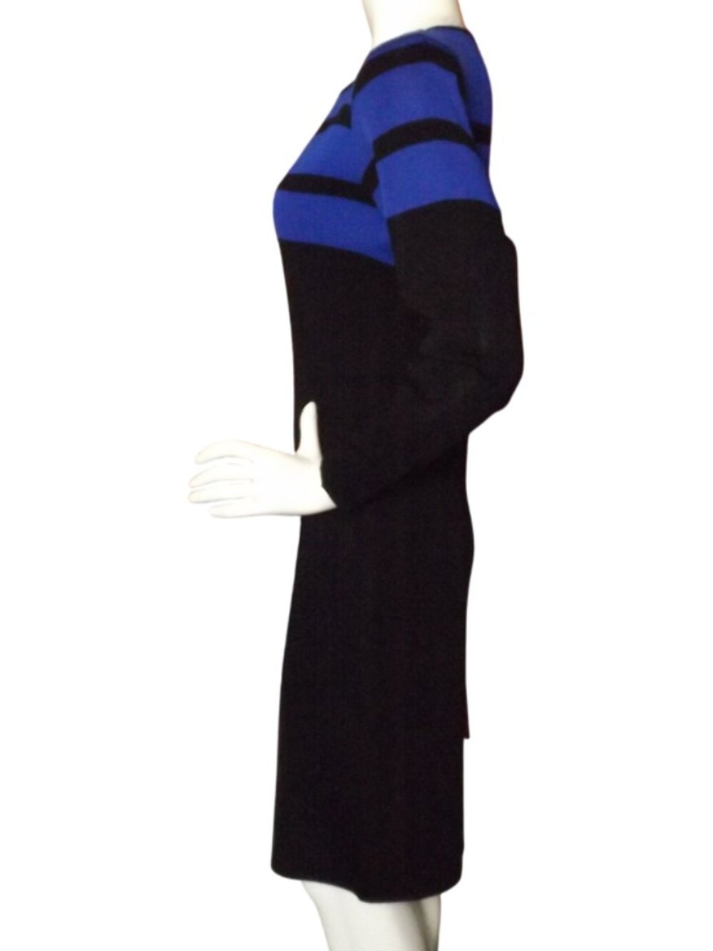 EXCLUSIVELY MISOOK Dress, S, Black/Blue Top, Long sleeves, Acrylic, Knee length - Picture 7 of 11
